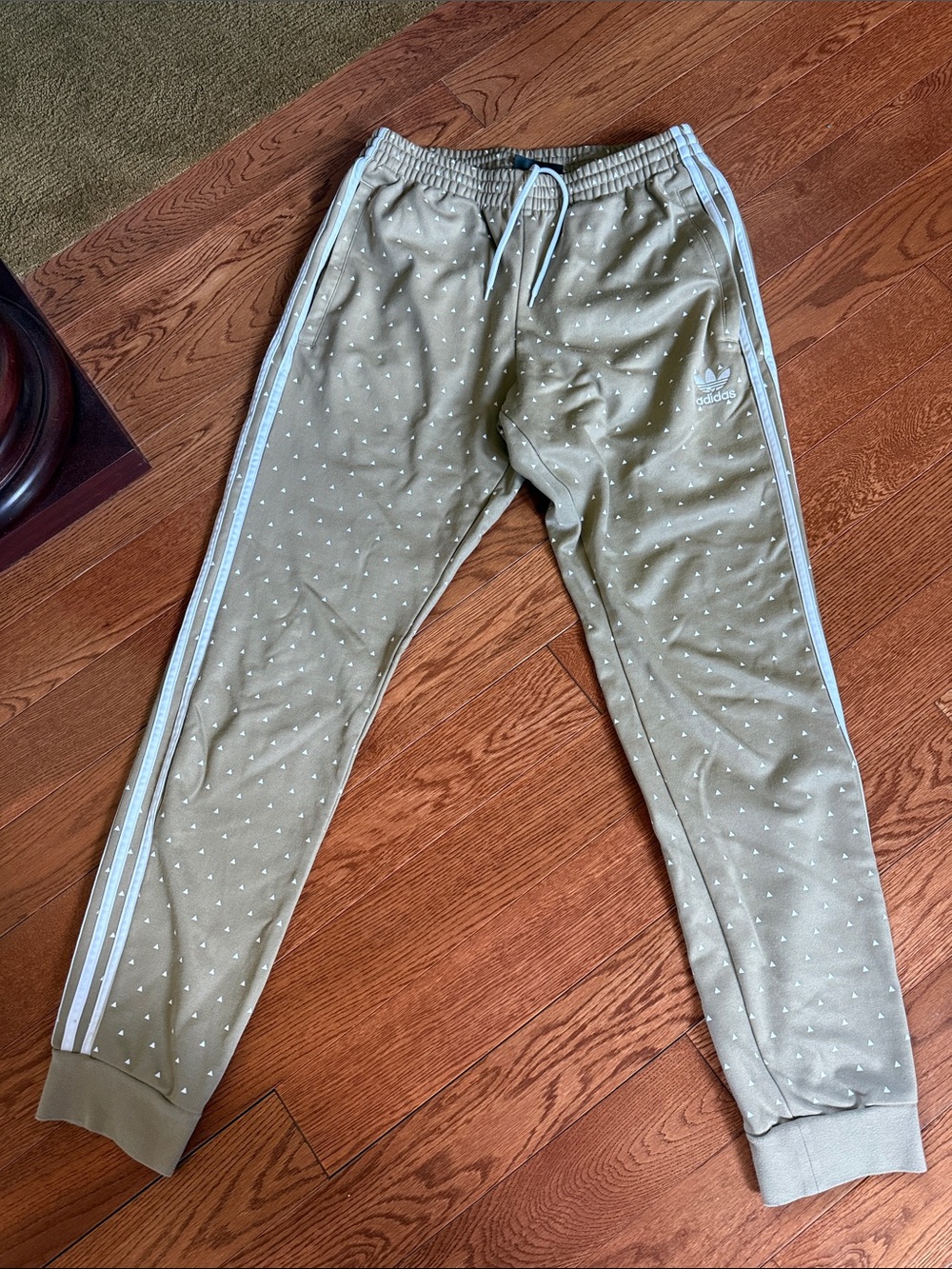 adidas tan color Track Pants with White Stripe & Micro Dot Print